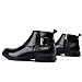 QLPOU Men's Genuine Leather Pointed Toe Dress Chelsea Boots Adjustable Buckle Inner Zipper Ankle Boots Casual Formal Business Booties (Black,7)