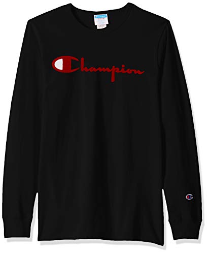 Champion LIFE Men's Heritage Long Sleeve Tee, Black 90's Script, Small