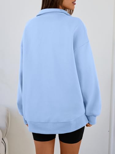 Image of Trendy Queen Women's Oversized Half Zip Fleece Sweatshirts-Cozy Pullover, Sweaters for Fall Winter