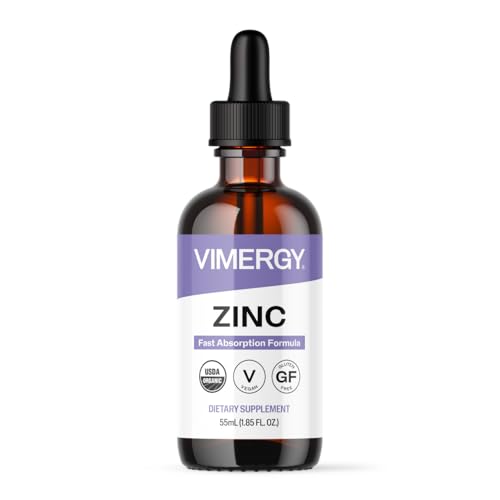Image of VIMERGY USDA Organic Zinc Supplements for Women & Men (7.5mg Liquid Zinc Per Serving) Fast-Absorbing Immune Support, Promotes Healthy Bones & Skin, Vegan (55 mL)