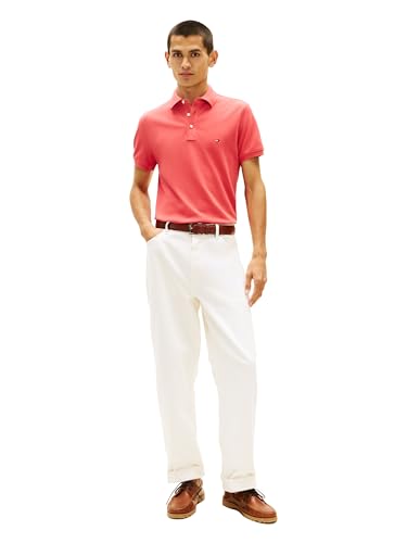 Image of Tommy Hilfiger Men's Short Sleeve Polo Shirts in Slim Fit with Stretch and Organic Pique Cotton