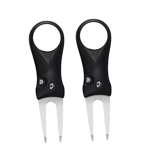 balacoo 2Pcs Abs Handle Golfs Divot Tool Durable Stainless Fork for Grass Repair Portable Golf Accessory with Ball Marker for Golf Lovers