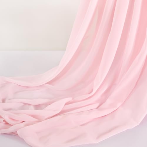Image of Pink Chiffon Fabric by The Yard Continuous Sheer Arch Fabric 20 Yards | Pre-Cut Chiffon Draping Panels Airy Wedding Arch Draping Fabric 60 inch Wide for Events Backdrop Ceiling Decor DIY Craft Use