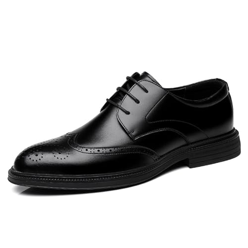 Men's Leather Tips Lace Up Oxfords Shoes Fashionable Up Comfortable Square Toe Dress Derby Shoes Formal Business Wedding Shoes for Men Comfortable Non-Slip Shoes