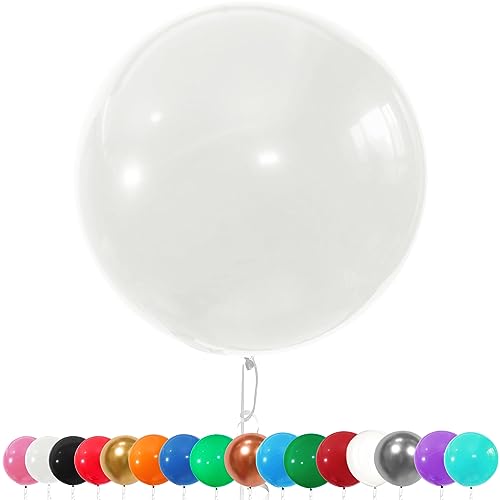 AUNGKWANG Lot de 6 Ballons Géant en Latex, 90cm Grand Décorations Ballon Blanc, Helium Ballon pour Fête, Anniversaire, Mariage, Baptême, Noël, Carnaval, Cérémonie