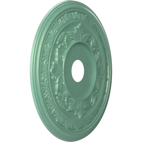 Image of Ekena Millwork CMP22BAFSM Baltimore Thermoformed PVC Ceiling Medallion (Fits Canopies up to 7 3 /4 inch), 22 inchOD x 3 1 /2 inchID x 1 inchP, Universal Pearl Metallic Sea Mist
