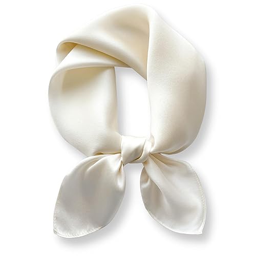 PoeticEHome Seidenschal in Uni-Farbe aus 100% Maulbeerseide - 68x68 cm Halstuch für Damen | Quadratisches Einfarbig Seidentuch | Mit Geschenkbox