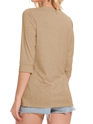 Womens Tops 3/4 Sleeve V Neck Button Down Shirts Business Casual Outfit Basic Tees Summer Top 20254
