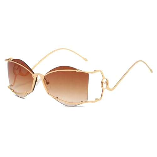 Lunettes de soleil femme punk avec monture brun doré et verres de haute protection UV400