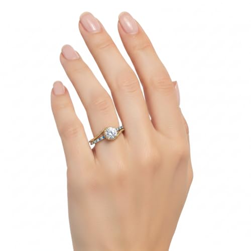 Image of Choose Your Gemstone Rope Split Shank Diamond CZ Ring Yellow Gold Plated Round Shape Split Shank Engagement Ring Minimal Modern Design Birthday Gift Wedding Gift US Size 4 to 12