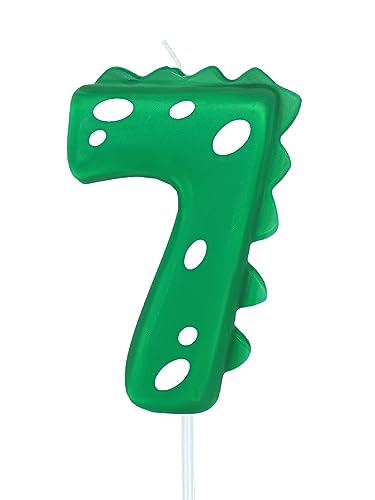 Number Birthday Candles(7 Candle Green) Dinosaur Shape Number Happy Birthday Cake Candles for Dinosaur Birthday Party Decoration Reunions Theme Party