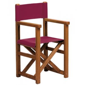 AUTENTICA Silla Infantil Menorquina - Silla Infantil Director - Silla Infantil Plegable en Madera para TERRAZA y Jardin en Color Brandy Y Tela ACRILICA Color Burdeos Cover