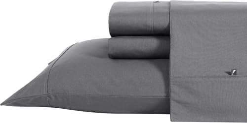 Nautica - Queen Sheet Set, Cotton Percale Bedding Set, Crisp & Cool, Stylish Home Decor (Whale Grey, Queen) - Thumbnail 2