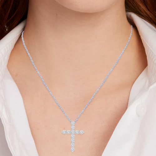1 Carat Total Weight 14K White Gold Diamond Cross Premium Collection3