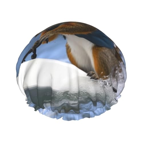 Water Skiing Squirrel Shower Cap Men Large Reusable Shower