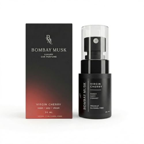 Image of Bombay Musk Virgin Cherry Luxury Car Perfume | Long Lasting Car Fragrance & Car Freshener | Alcohol Free & Plant Based | 60+ Days | 200+ Sprays | Perfume for Car