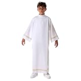 Holyart Vestidos comunión: Túnica Primera Comunión Pliegues Mangas Bordadas Oro, 130 cm (51 Inc.)