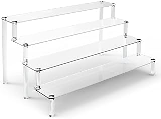 Giyiprpi Acrylic Stands for Display, 4 Tier Clear Display Stand Risers Shelf for Cupcakes Perfumes Figurines, Tabletop Cupcake Stand for Decorating & Organizing (16" x 12.4" x 7.7")