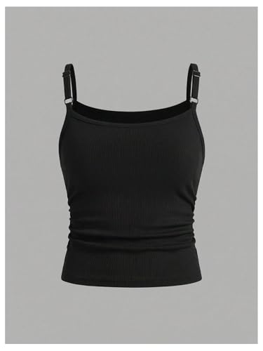 Image of SOLY HUX Girl's Tank Tops 3 Packs Cute Ruched Spaghetti Strap Camisole Slim Fit Undershirts