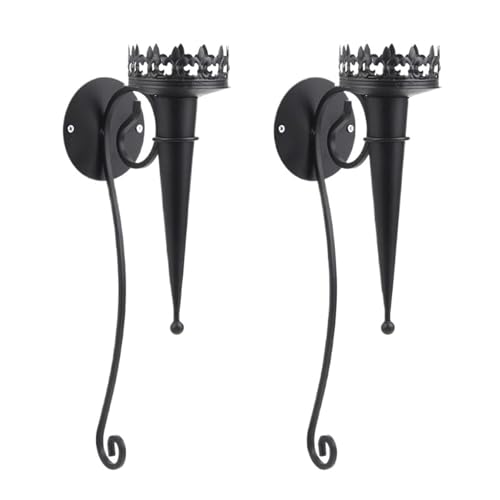 Bougeoir Mural Suspendu en Fer, 2 pièces, bougeoir Mural, photophore, Chandelier rétro, Support en métal, Applique