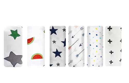 Image of baby wrap blanket Pure Cotton Muslin Baby Swaddle Blanket, Wrap Cloth Cotton Swaddle for Newborn Baby Girl's and Boy's Soft Premium Cotton Swaddle Blanket-Pack of 6 with Size 120X100 CM - Way to Sky