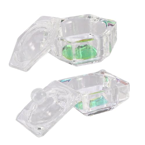 Beatifufu 2Pcs Nail Art Glass Cup Durable Crystal Container for Mixing Liquid Powder Easy to Clean Bowls for Home Salon Professional Use