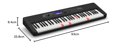 Casio LK-S450 CASIOTONE Top Leuchttastenkeyboard mit 61 anschlagdynamischen Tasten im Piano-Look mit 600 Sounds und 200 Begleitrhythmen, Mikrofoneingang, schwarz