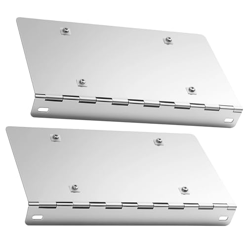 Image of Pelopy 2 Pcs No Drill Stainless Steel Universal License Plate Mount with Hinge Screw Accessories, License Bracket Holder, Durable Car Tag Holder for Pickup Truck Trailer Semi Trailers, Classic Cars