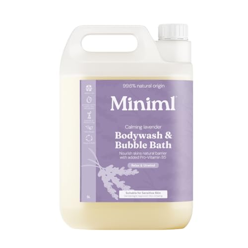 Miniml Natural Eco Body Wash and Bubble Bath – 5L Refill Lavender and Chamomile - For all skin types - Hypoallergenic Dermatologically Tested - Sulphate & Paraben Free, Vegan & Cruelty Free
