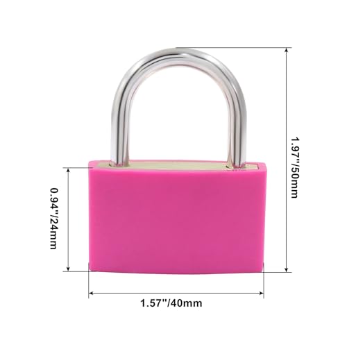 Image of BokWin 2 Pack Keyed Padlock Luggage Locks Hot Pink ABS Plastic Covered Copper Padlock for Jewelry Box Laptop Bag Backpack Gym Locker