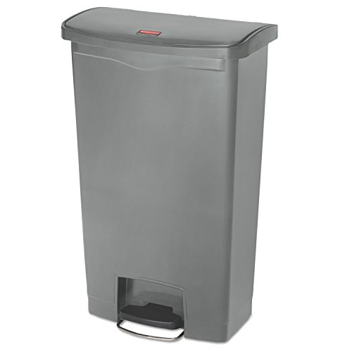 Image of Rubbermaid Commercial Products-1883604 Streamline Slim Step-On Plastic Trash Garbage Can, 18 Gallon, Gray