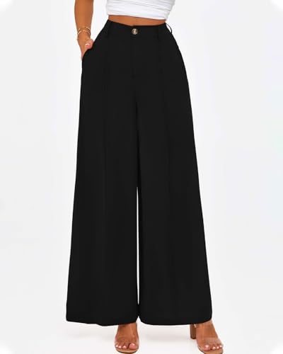 Zenlonr Womens Wide Leg Pants 2025 Casual High Waist Long Palazzo Trouser Loose Business Work Pants Summer Clothes3