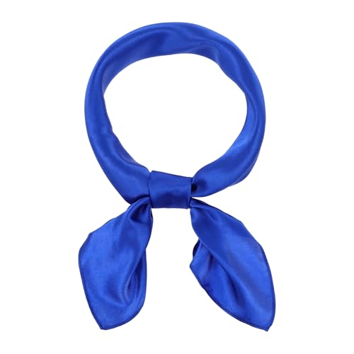 Lnngub Foulard en soie pour femme - 60 x 60 cm - Carré - En mousseline de soie - Style vintage - Pour femme et fille - 1 pièce, bleu, 60 x 60 cm