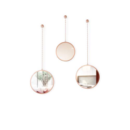 Umbra, Copper Dima, Set of 3, Trio Mirrors Apartment Decor/Wall Art