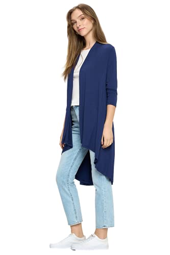 Image of Women's 3 /4 Sleeve Soft Open Front Casual Flowy Long Viscose Made from Bamboo Cardigan
