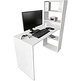 Dimensiones de la mesa: 122 cm (largo) x 76,5 cm (alto) x 49,5 cm (fondo). Dimensiones de la estantería: 140 cm (alto) x 53,2 cm (ancho) x 24,5 cm (fondo)