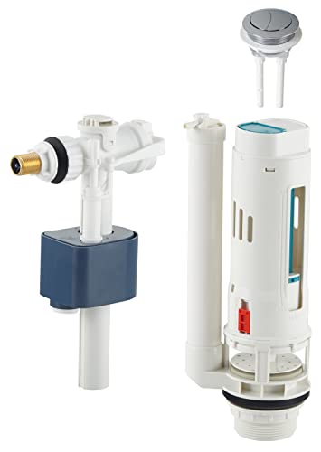 Conjunto de Cisterna con Válvula de Flotador + Mecanismo de Inodoro con Botón Pulsador 3/6 L | Sistema Completo de Doble Descarga | Fácil Instalación | NOYON & THIEBAULT