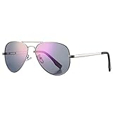 AZorb Polarized Aviator Sunglasses Mirrored Lens Metal Frame for Men Women, 100% UV 400 Protection