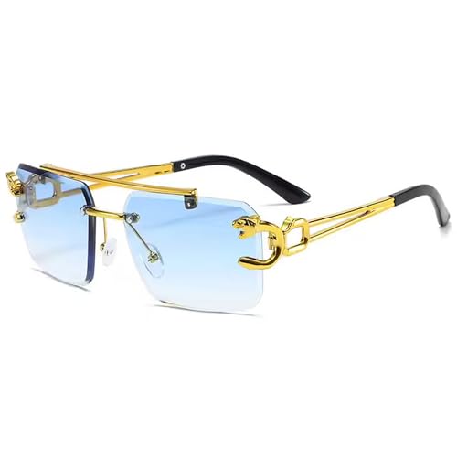 Dervin Retro Rimless Diamond Cut Rectangular sunglasses for Men a...