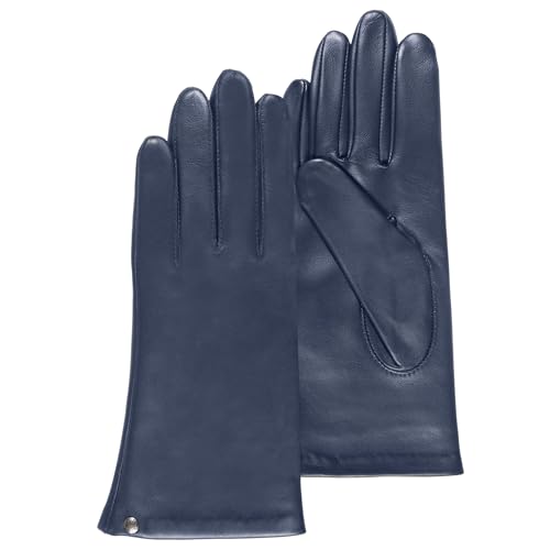 ISOTONER Gants cuir doublés soie femme,Marine,7 (S)