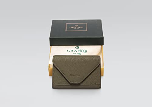 Image of grande 3639 Card Cases, Green, Small, Leather Card Holder With Magnetic Closure, Small Women Accordion Wallet