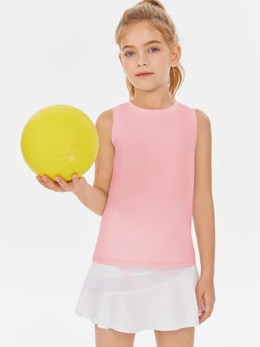Image of Haloumoning Girls Tank Tops Kids Sleeveless Athletic Lightweight Cute Summer Top Dancewear 5-14 Years