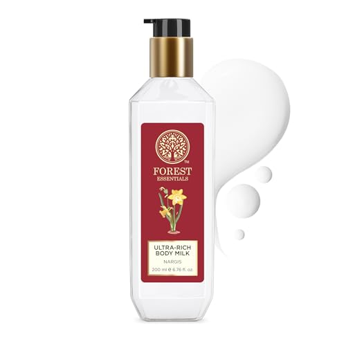 Image of Forest Essentials Ultra-Rich Body Milk Nargis | Ayurvedic Nourishing Body Lotion to Replenish Skin Moisture and Leave it Smooth & Scented