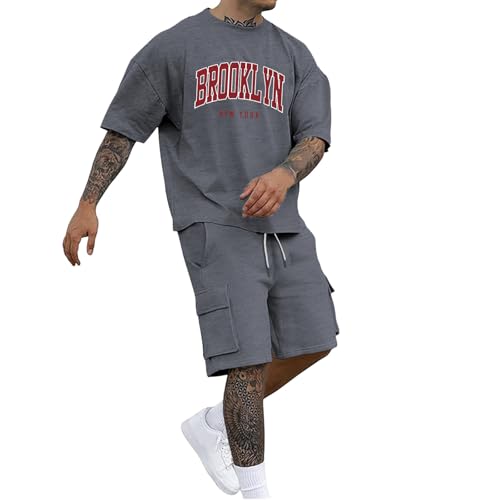 Survêtement pour homme 2 pièces avec pantalon court cargo style streetwear Y2K