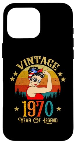 55歳の誕生日プレゼント 55歳 女性用 レトロ ヴィンテージ 1970 スマホケース iPhone 16 Pro Max 用