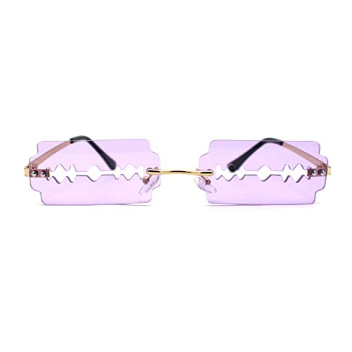 Image of SA106 Razor Blade Shape Funky Hipster Rimless Sunglasses