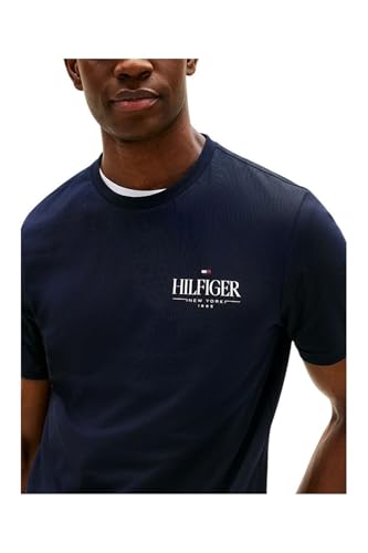 Tommy Hilfiger Camiseta de Manga Corta Hombre Stack tee Regular Fit, Azul (Desert Sky), M