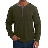 Men Basic Shirt Classic Daily Wear and Tear All-Match Long Sleeves Tops Lightweight Comfortable Casual Fashion T-Shirt B-Army Green L