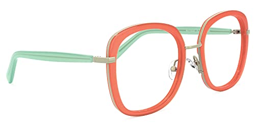 Image of VOOGLAM Oversize Square Blue Light Blocking Glasses for Women Anti UV Eyestrain Eyewear Orange Caroline GWX709297-05