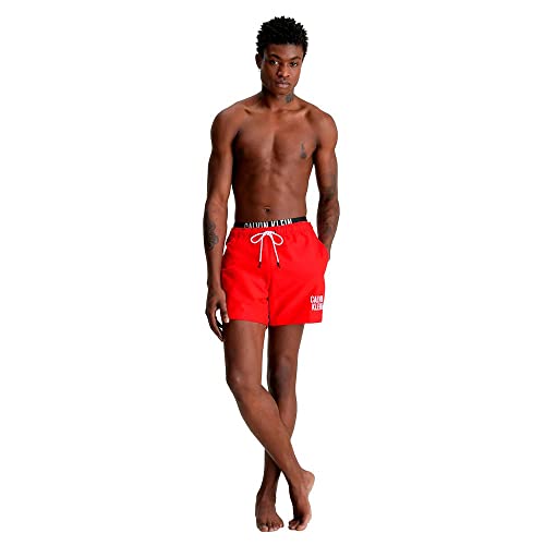 Calvin Klein Herren Badehose Medium Double WB Lang, Rot (Cajun Red), L